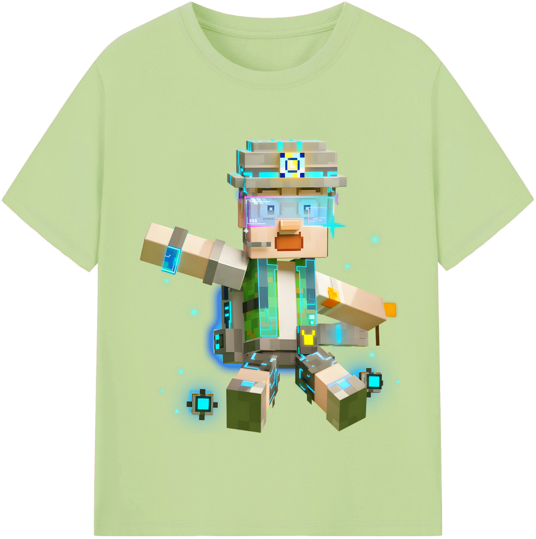 （画像用） マインクラフト ブロックの世界 Minecraft MC Block world 綿100％半袖Tシャツ（フロントプリント）